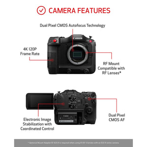Canon EOS C70 Cinema Camera Body Only , 4K Super 35mm Dual Gain Output DGO Sensor, RF Mount