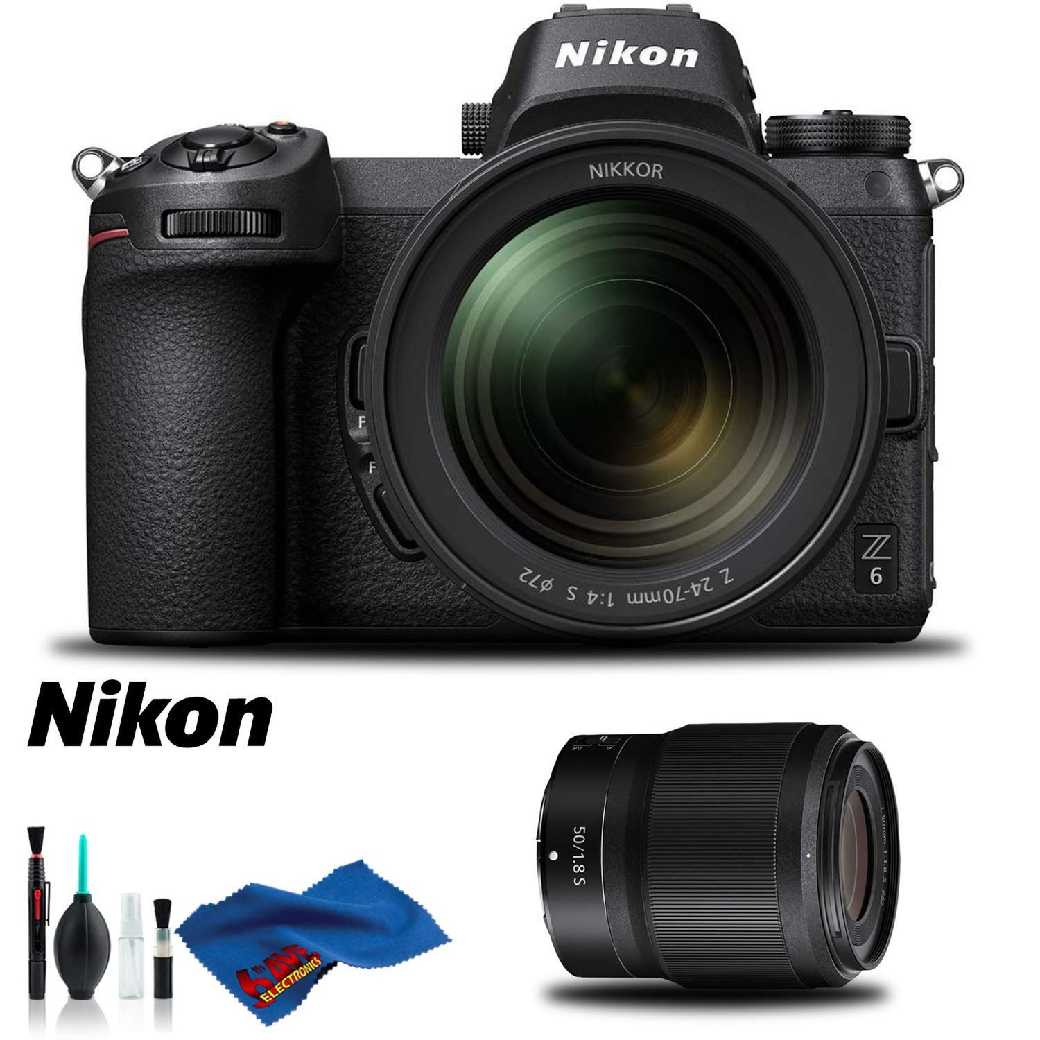 Nikon Z 6 Mirrorless Digital Camera with 24-70mm Lens and 50mm f/1.8 S Lens Kit International Model