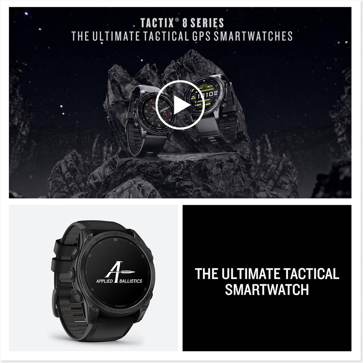 Garmin tactix® 8 47mm, AMOLED Display, Premium Tactical GPS Smartwatch, Includes Applied Ballistics Ultralight™ Solver