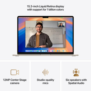 Apple 2025 MacBook Air 15-inch Laptop with M4 chip: Built for Apple Intelligence, 15.3-inch Liquid Retina Display, 16GB Unified Memory, 512GB SSD Storage, 12MP Center Stage Camera, Touch ID; Starlight Apple