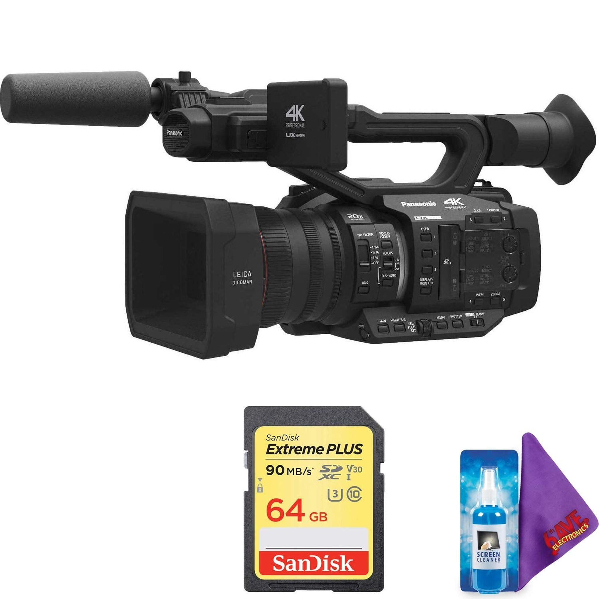 Panasonic AG-UX180 4K Premium Professional Camcorder + Pro Memory Card Certified Refurbished - Reconditioned Panasonic