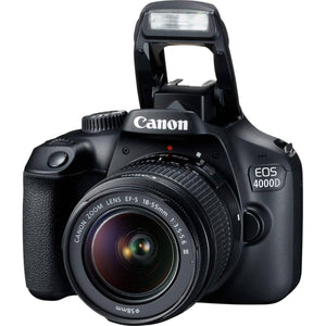 Canon EOS 4000D DSLR Camera and EF-S 18-55 mm f/3.5-5.6 Lens International Version No Warranty + 32GB Memory Card + Camera Bag + MiniTripod
