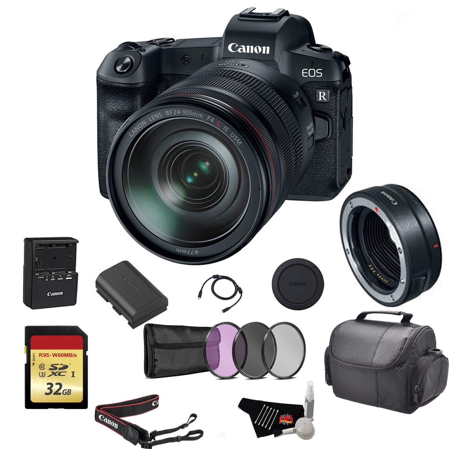 Canon EOS R Mirrorless Digital Camera with 24-105mm Lens and Mount Adapter EF-EOS R Kit (International Model) Ultimate Bundle