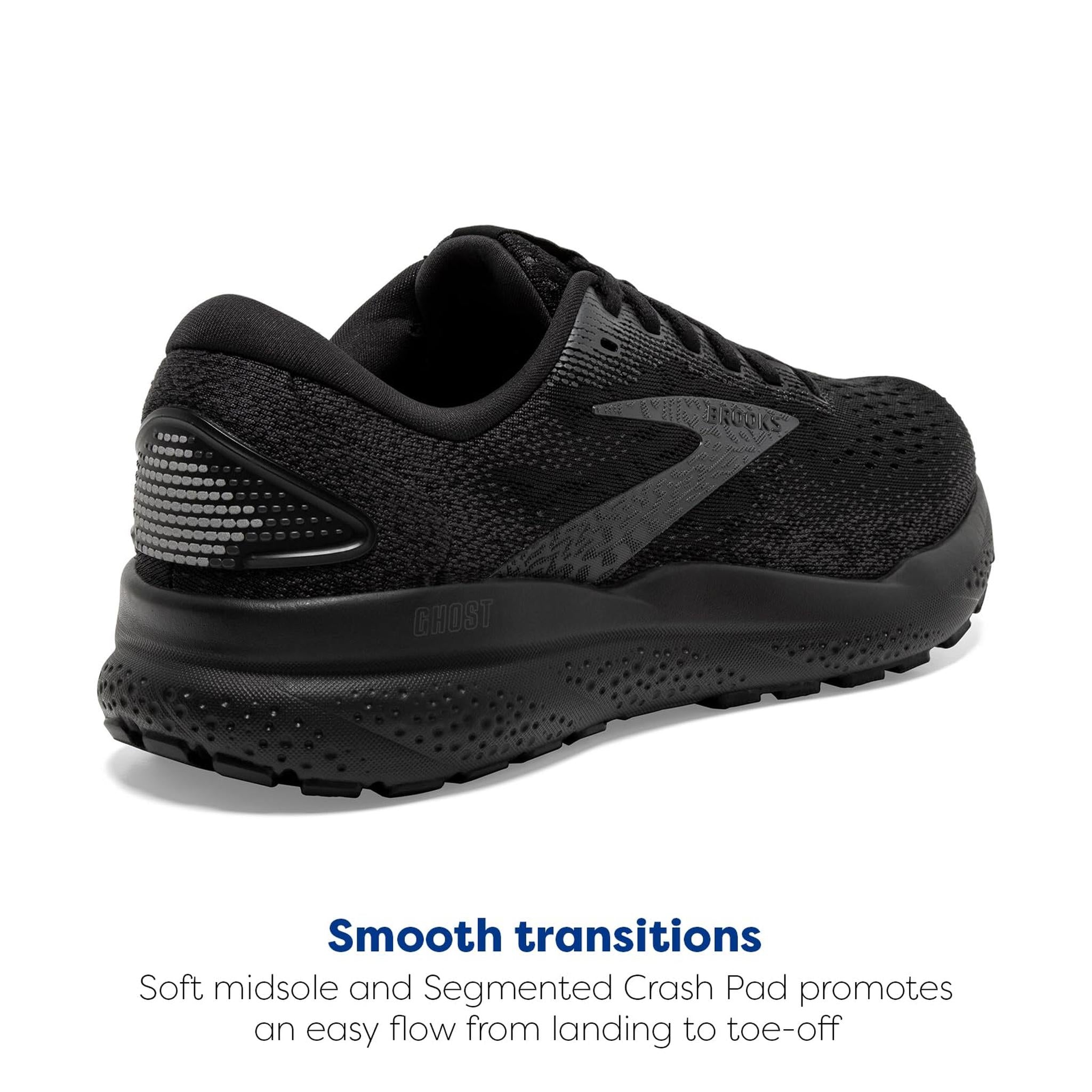 Brooks Women’s Ghost 16 Neutral Running Shoe - Black/Black/Ebony - 7.5 Narrow