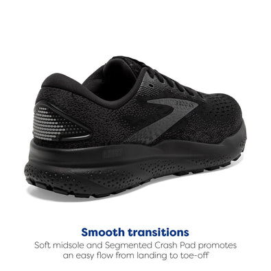 Brooks Women’s Ghost 16 Neutral Running Shoe - Black/Black/Ebony - 8.5 Narrow