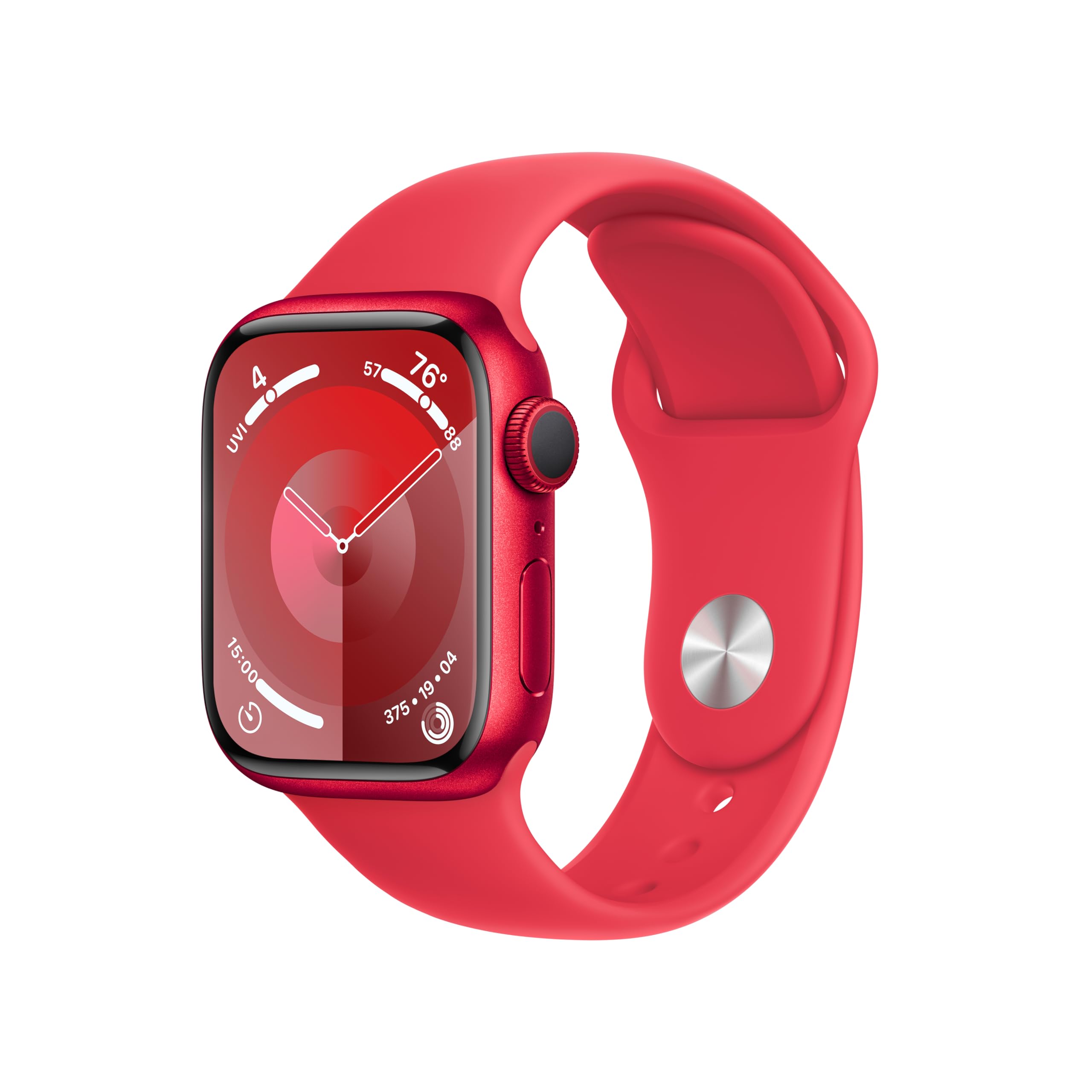 Apple Watch Series 9 [GPS 41mm] Smartwatch with (Product) RED Aluminum Case with (Product) RED Sport Band S/M.