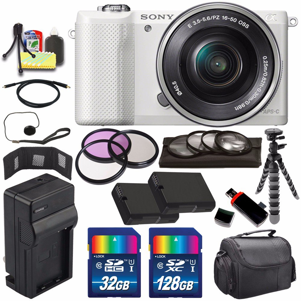 Sony Alpha a5000 Mirrorless Digital Camera with 16-50mm Lens (White) + Battery + Charger + 160GB Bundle 8 - Internationa