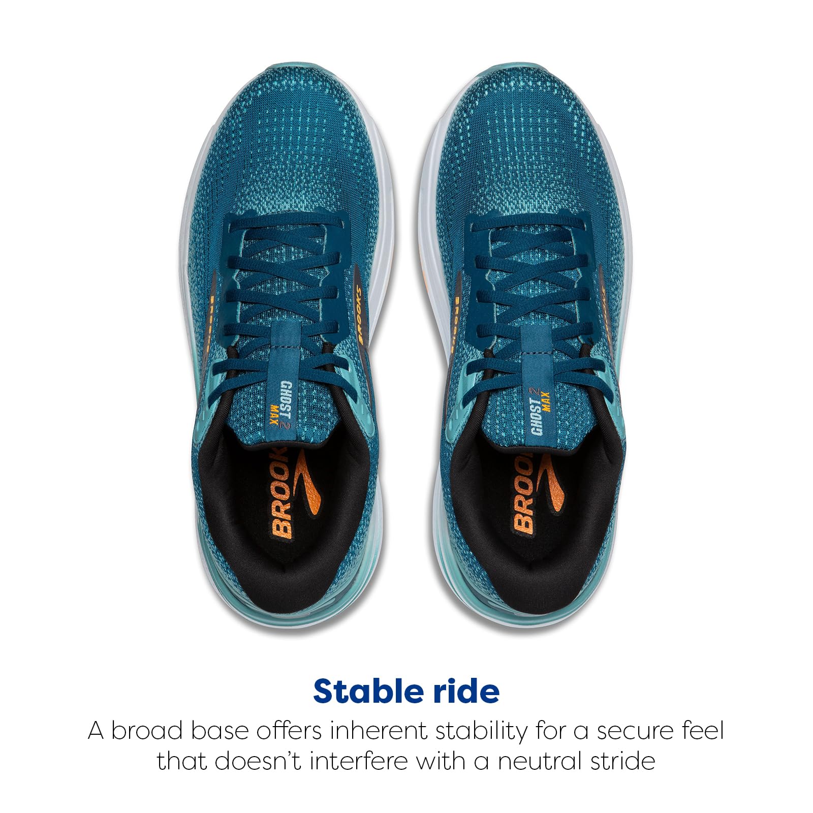 Brooks Men’s Ghost Max 2 Neutral Running & Walking Shoe - Moroccan Blue/Aqua/Orange Pop - 10 Medium