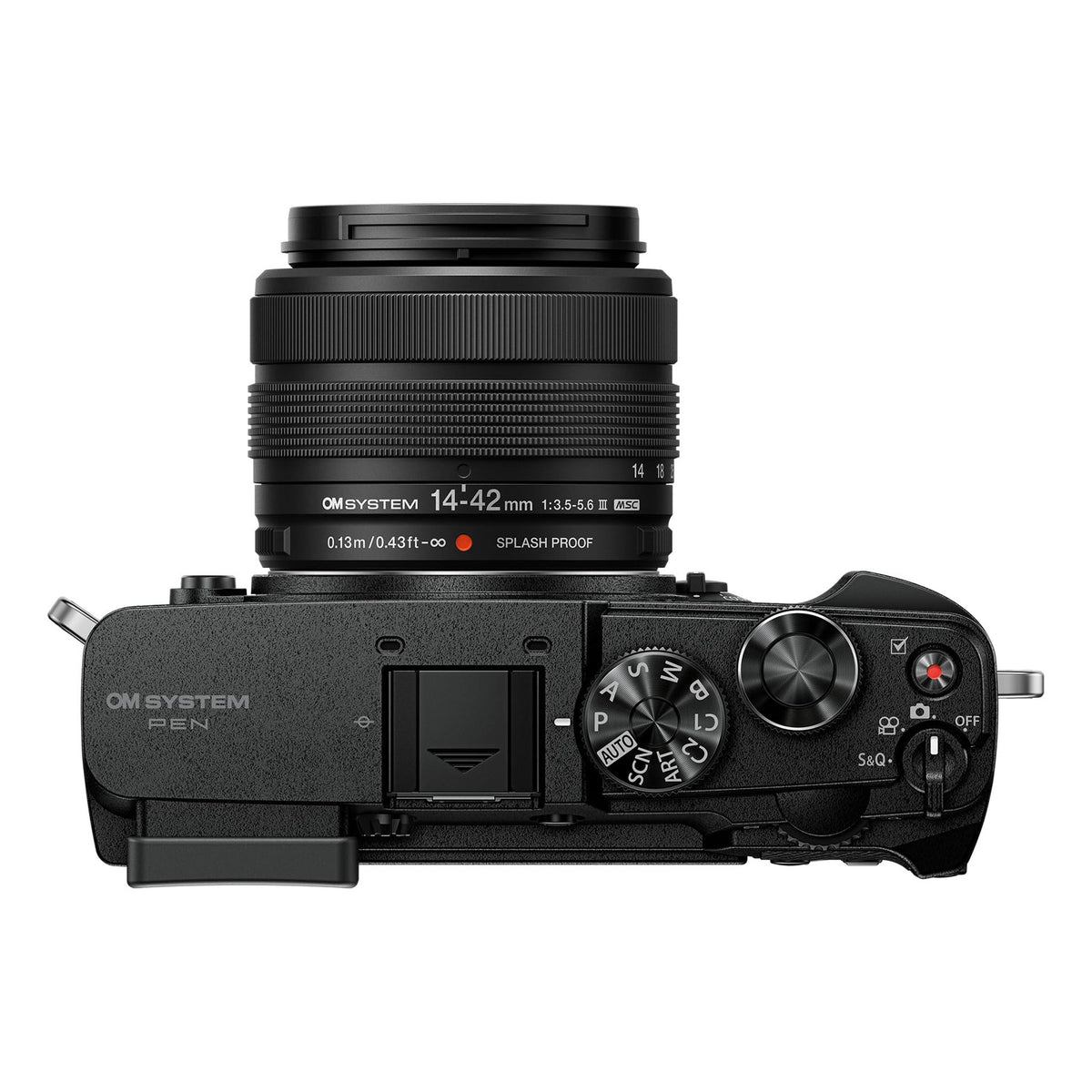 OM SYSTEM Pen Black w/M.Zuiko 14-42mm F3.5-5.6 III Mirrorless Camera Compact Weather-Sealed Creative Profile 4K Video AI Autofocus Image Stabilization for Everyday and Travel Photography.