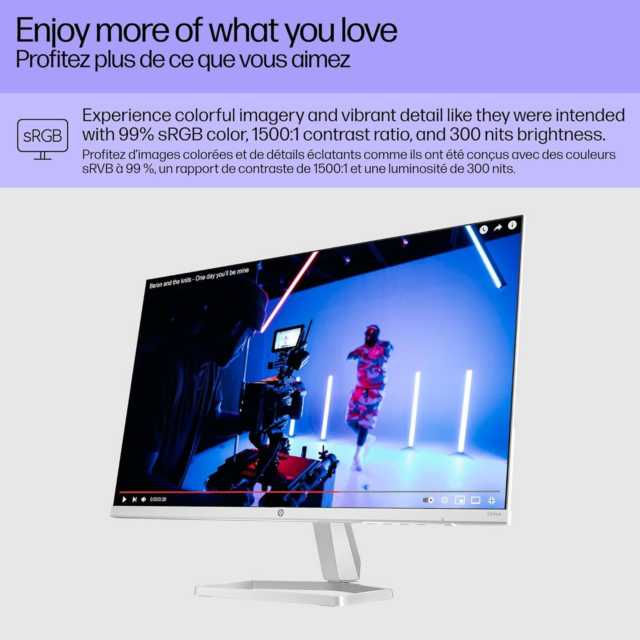 HP Series 5 24 inch FHD Monitor, Full HD Display 1920 x 1080 , IPS Panel, 99% sRGB, 1500:1 Contrast Ratio, 300 nits, Eye Ease with Eyesafe Certification, 524sa 2024