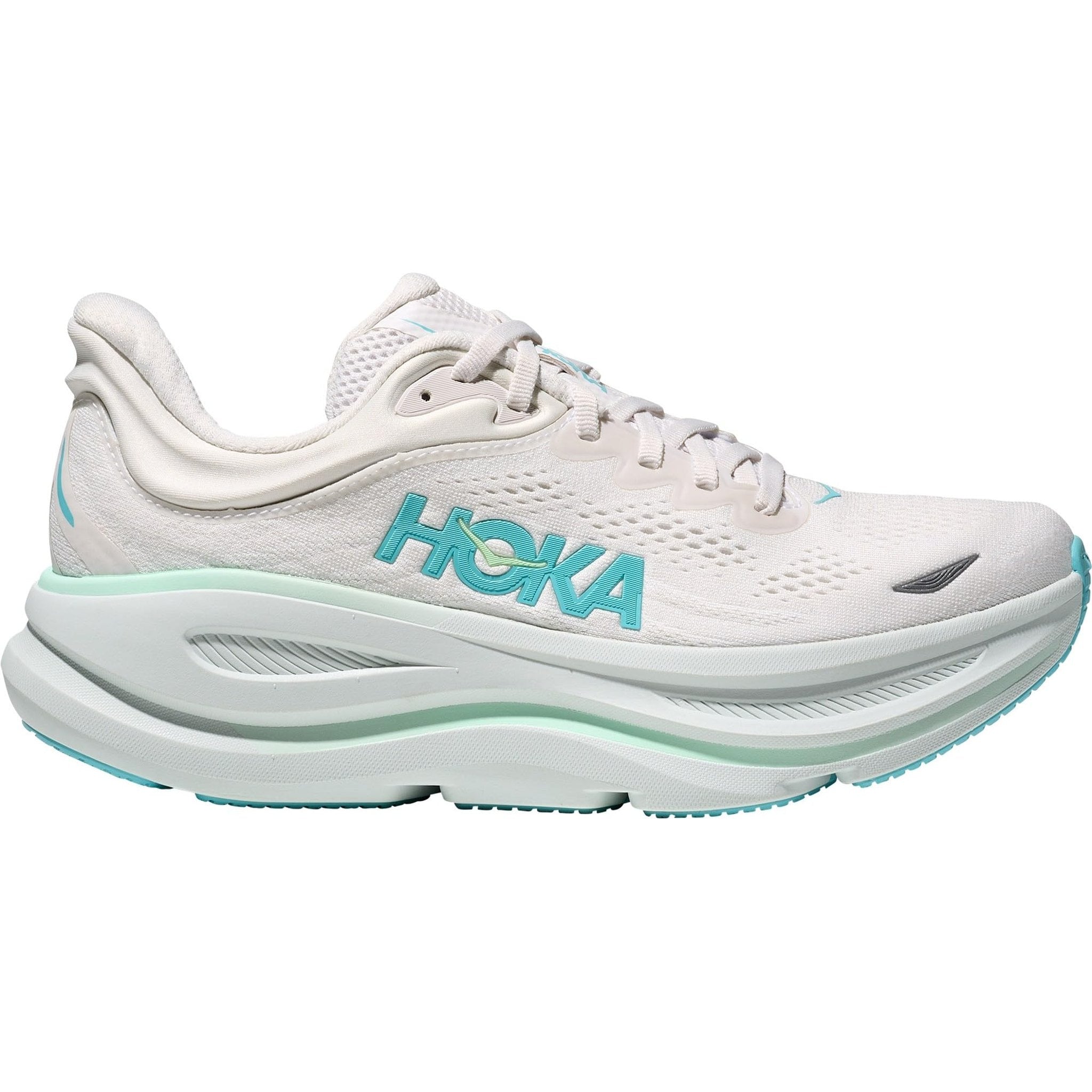 Hoka Women's Bondi 9 Sneaker, Frost/Cielo Blue, 8