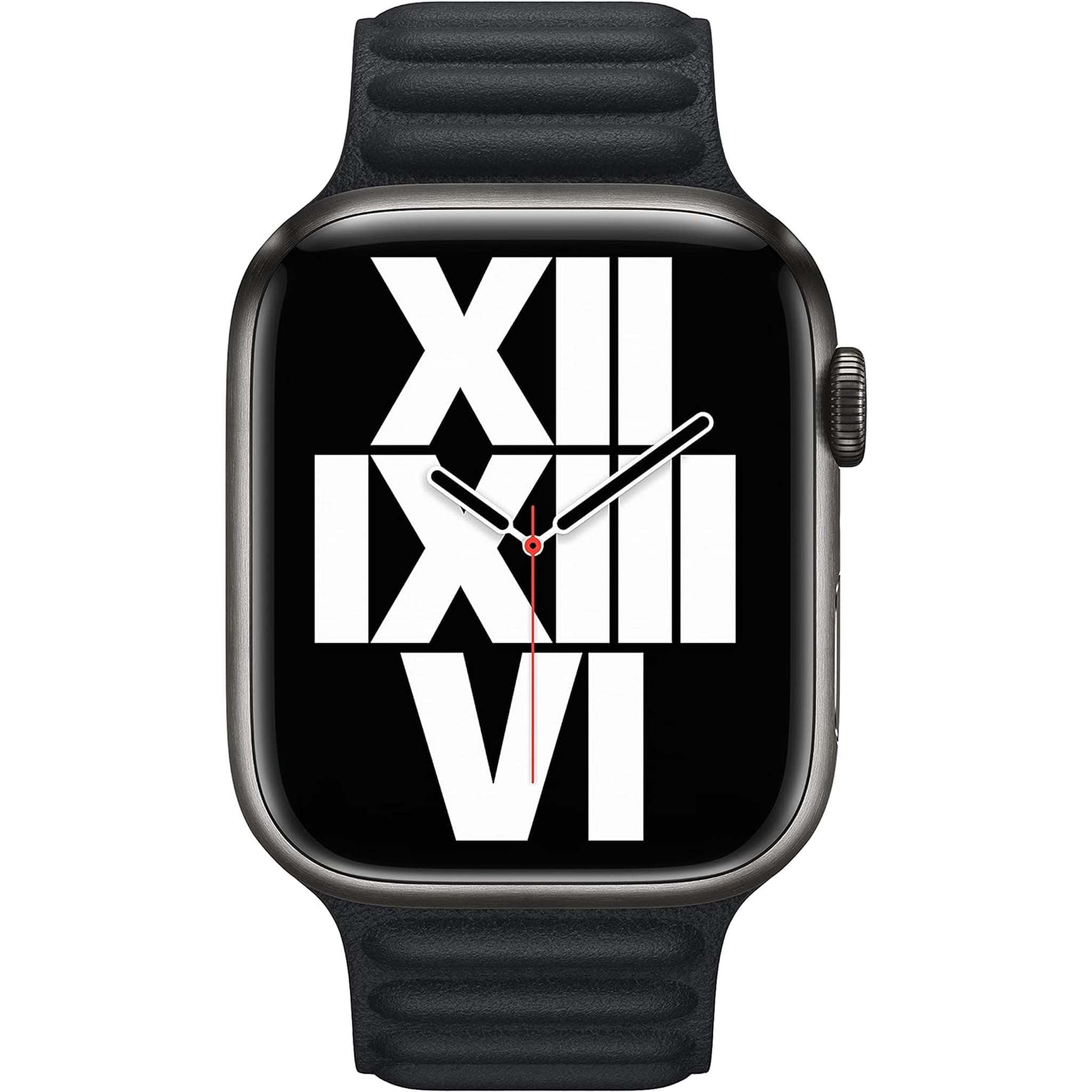 Apple Watch Band - Leather Link - 45mm - Midnight - Medium/Large