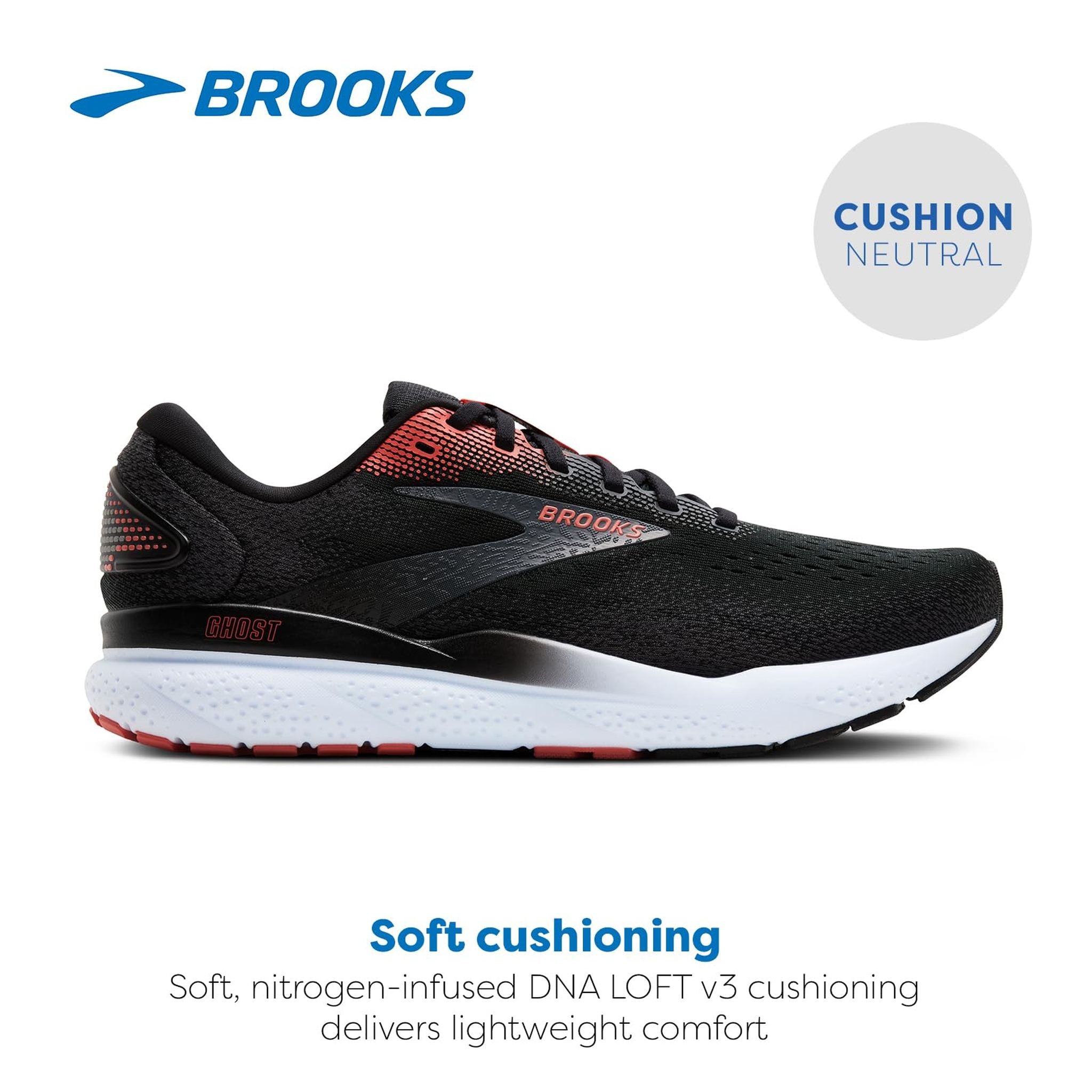 Brooks Men’s Ghost 16 Neutral Running Shoe - Black/Ebony/Burnt Sienna - 8 Medium