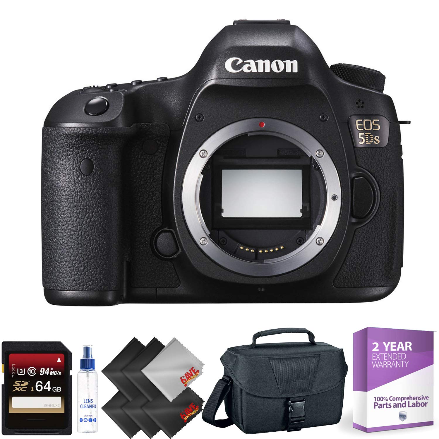 Canon EOS 5DS DSLR Camera (Body Only) + 64GB Memory Card + 1 Year Warranty Ultimate Bundle