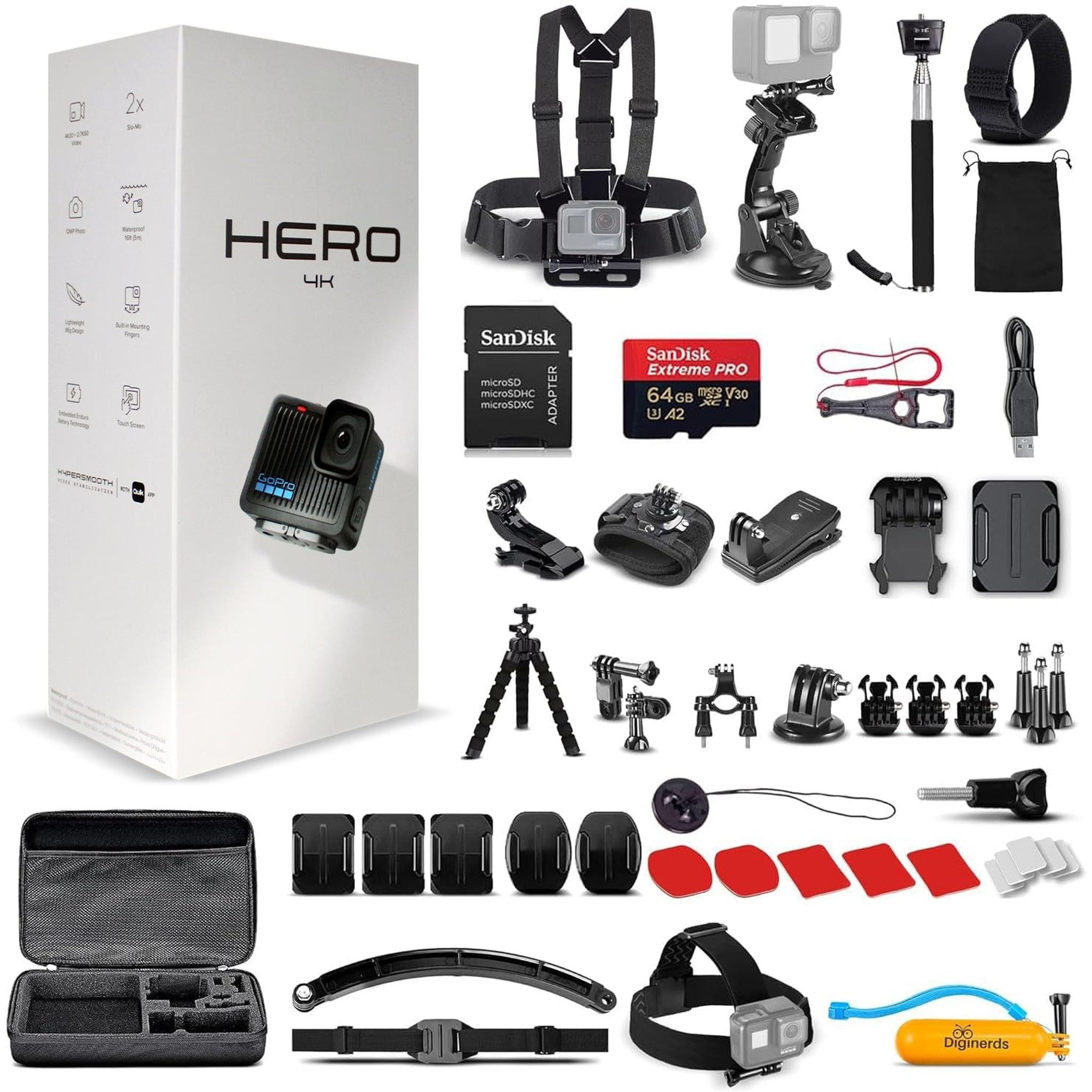 Go Pro HERO Compact - Waterproof Action Camera 50 In 1 Accessory Bundle + More