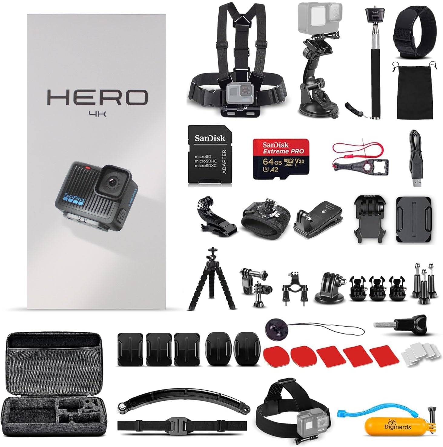 GoPro HERO Compact Waterproof Action Camera 50 In 1 Accessory Bundle + More