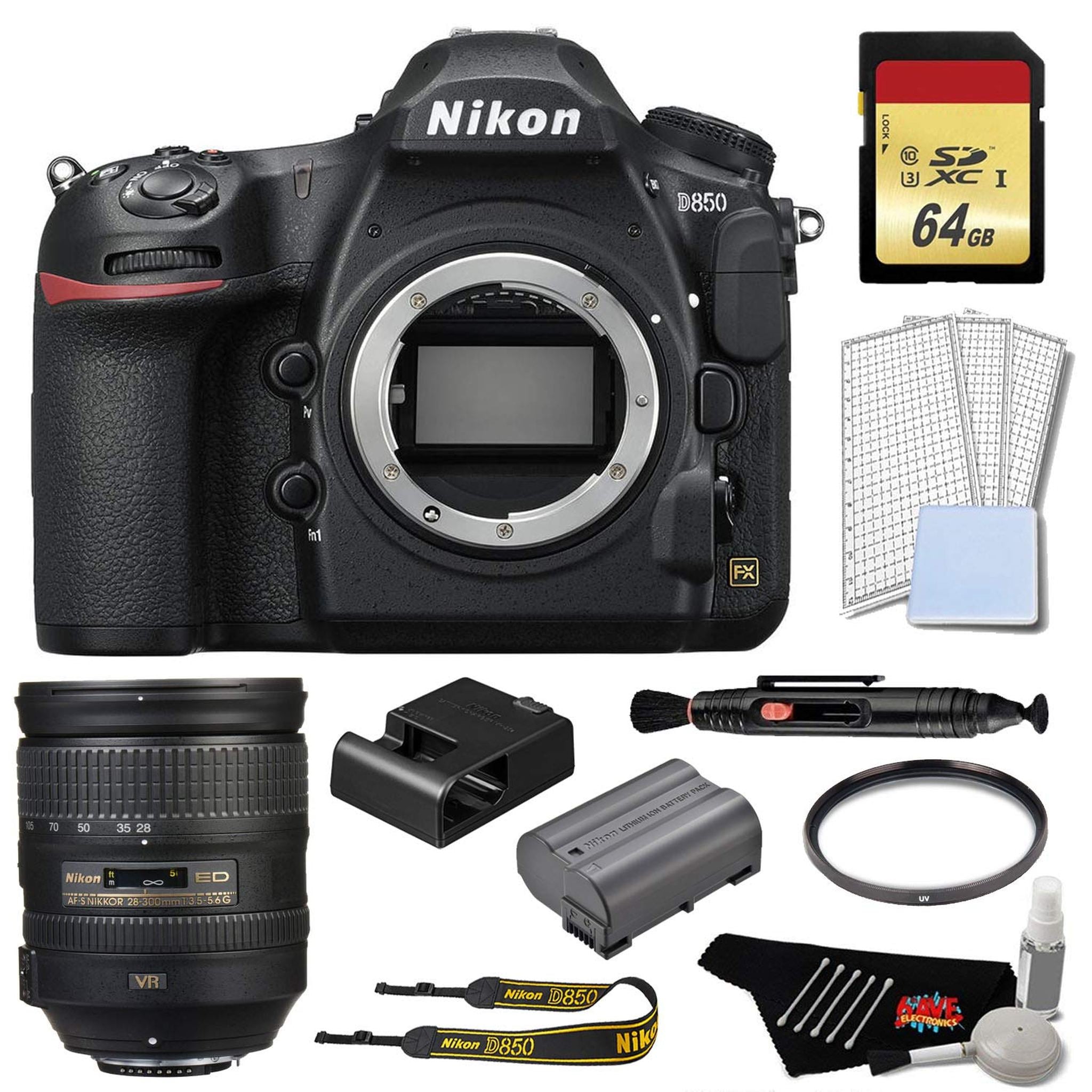 Nikon D850 DSLR Camera Bronze Bundle + Nikon AF-S NIKKOR 28-300mm f/3.5-5.6G ED VR Lens Nikon