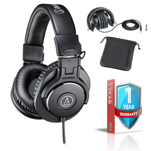 Audio Technica ATH-M30x Professional Monitor Headphones With Protective Carrying Case with Extended Warranty Audio-Technica