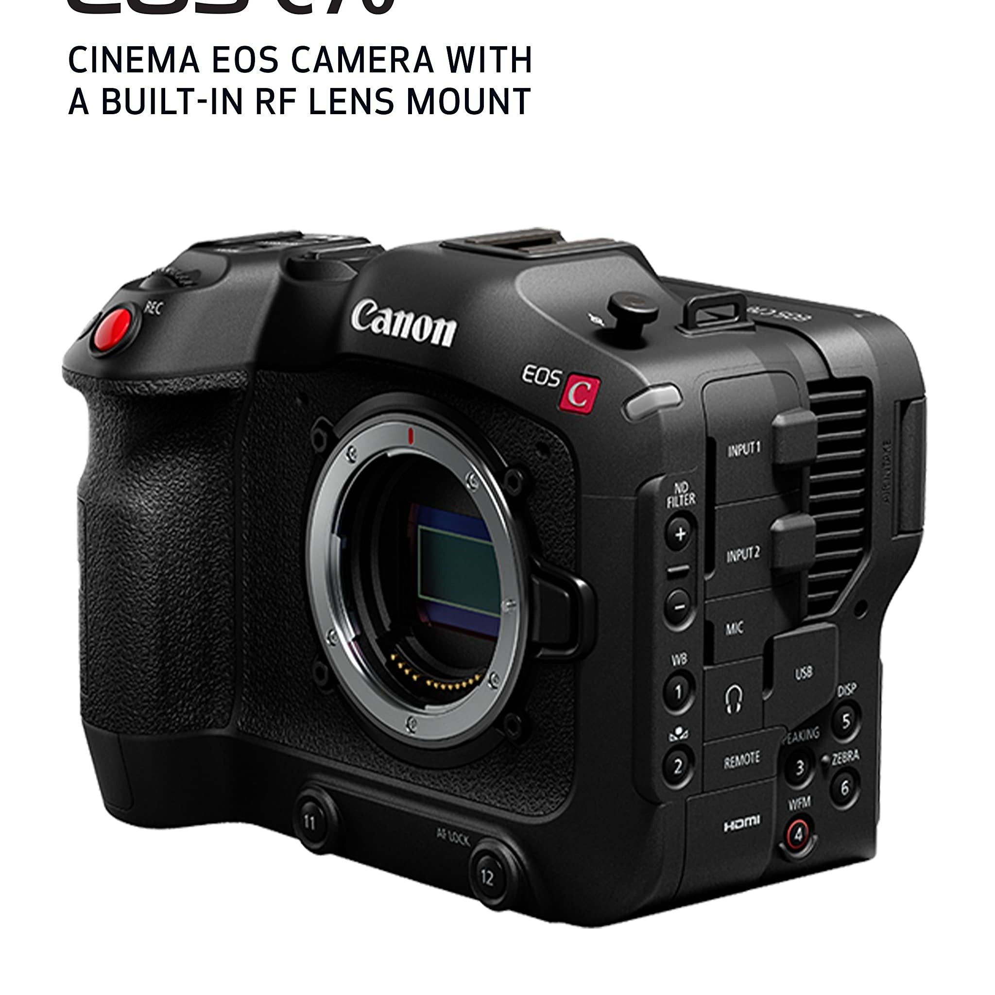 Canon EOS C70 Cinema Camera Body Only , 4K Super 35mm Dual Gain Output DGO Sensor, RF Mount