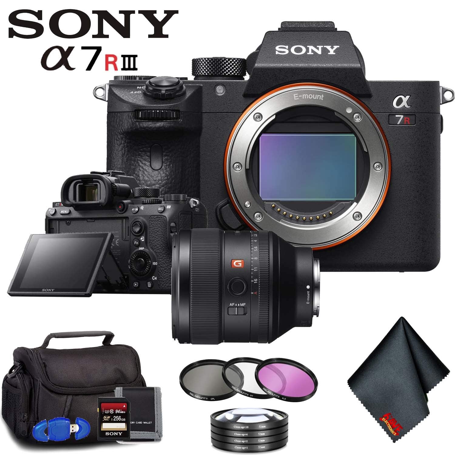 Sony Alpha a7R III Mirrorless Digital Camera (Body Only) + 85mm Lens + Filter Kit + Memory Card Kit + Carrying Case Advanced Bundle