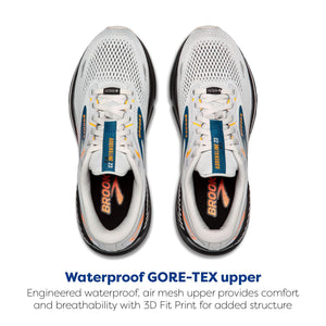 Brooks Men’s Adrenaline GTS 23 GTX Waterproof Supportive Running Shoe - Oyster Mushroom/Orange/Blue - 9.5 Medium