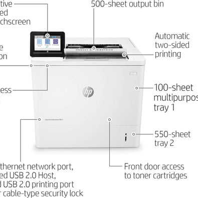 HP LaserJet Enterprise M611dn Monochrome Printer with built-in Ethernet & 2-sided printing 7PS84A