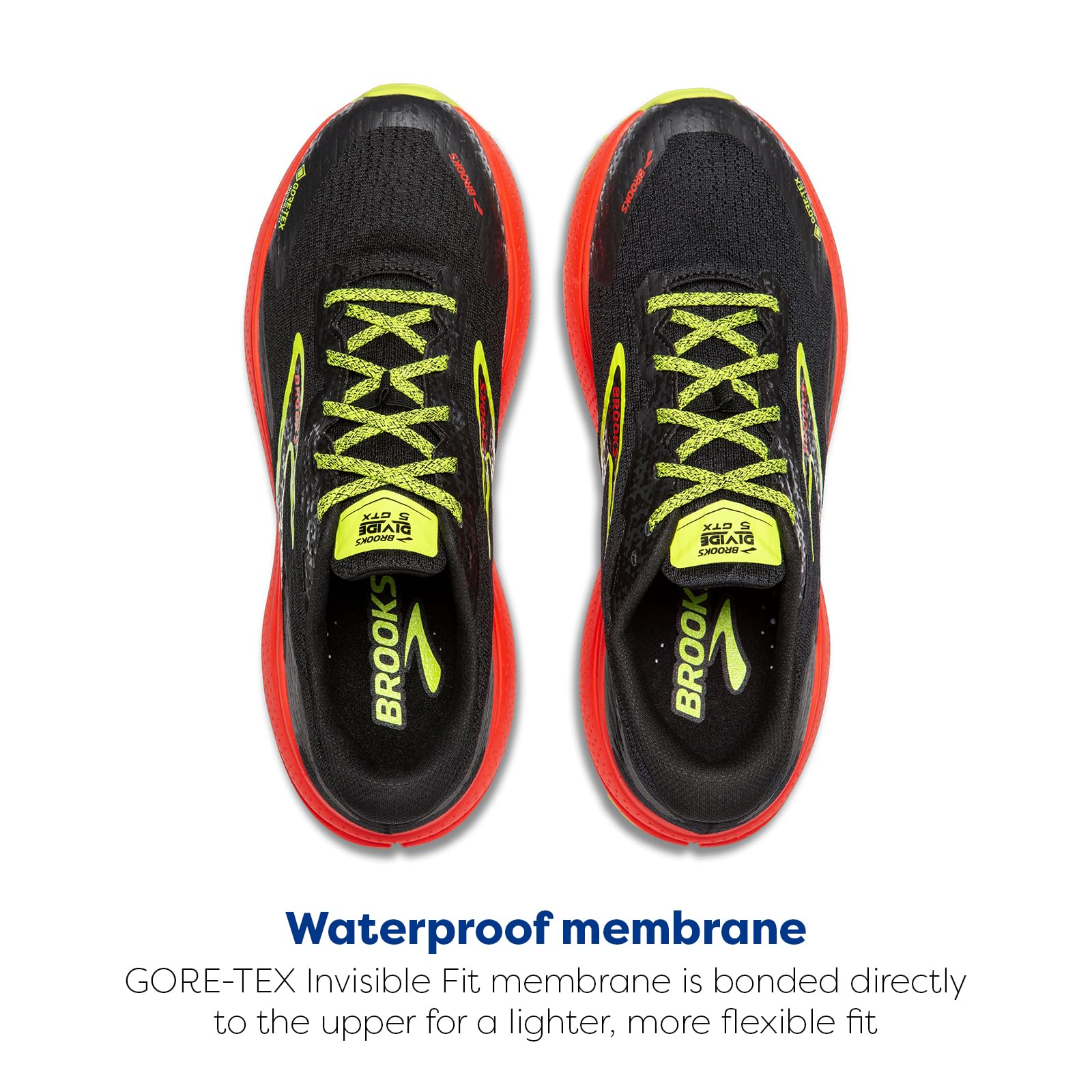 Brooks Men’s Divide 5 GTX Waterproof Trail Running Shoe - Black/Cherry/Lime - 8 Medium