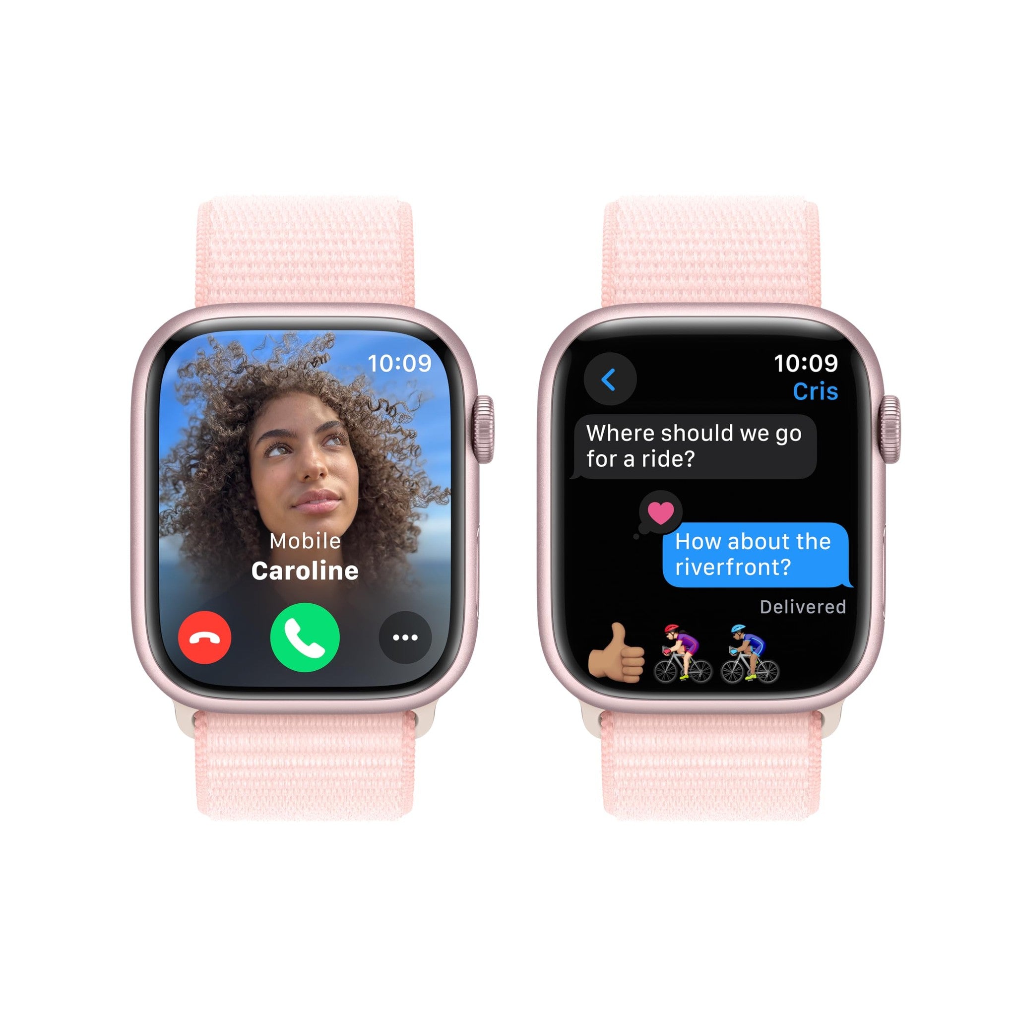 Apple Watch Series 9 GPS 45mm Smartwatch with Pink Aluminum Case with Pink Sport Loop. Carbon Neutral