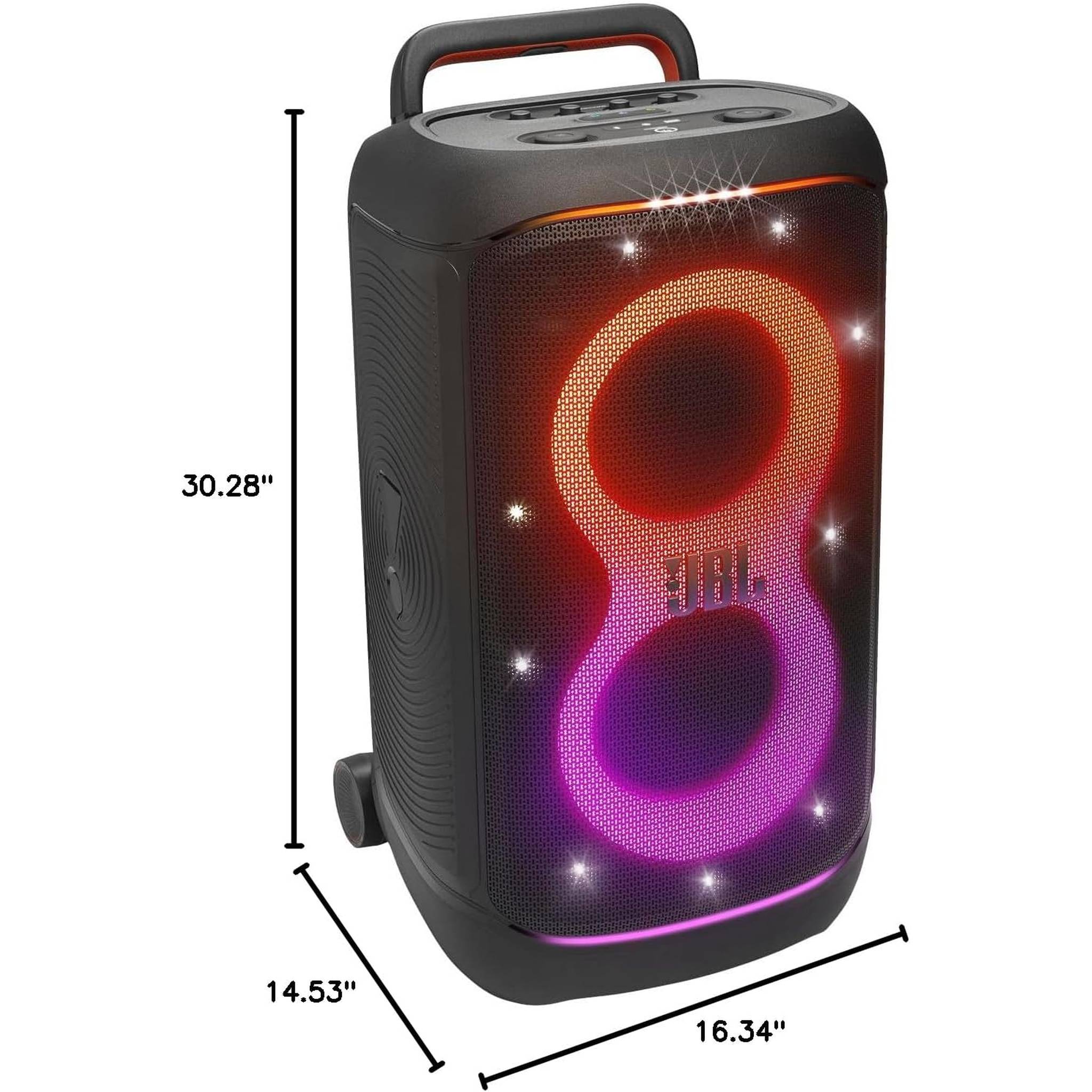 JBL PartyBox 520 - Portable Battery-Powered Party Speaker with AI Sound Boost, Up to 15 Hours of Play time, IPX4 Splash Proof, Multi-Speaker Connection by Auracast, and Telescopic Handle Black