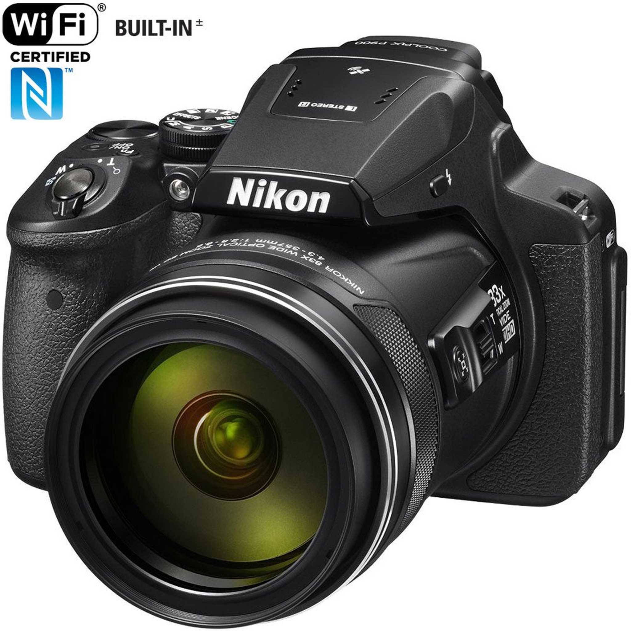 Nikon COOLPIX P900 16MP Zoom Digital Camera with 83x Optical Zoom, Built-in Wi-Fi and NFC Black Renewed - Reconditioned Nikon