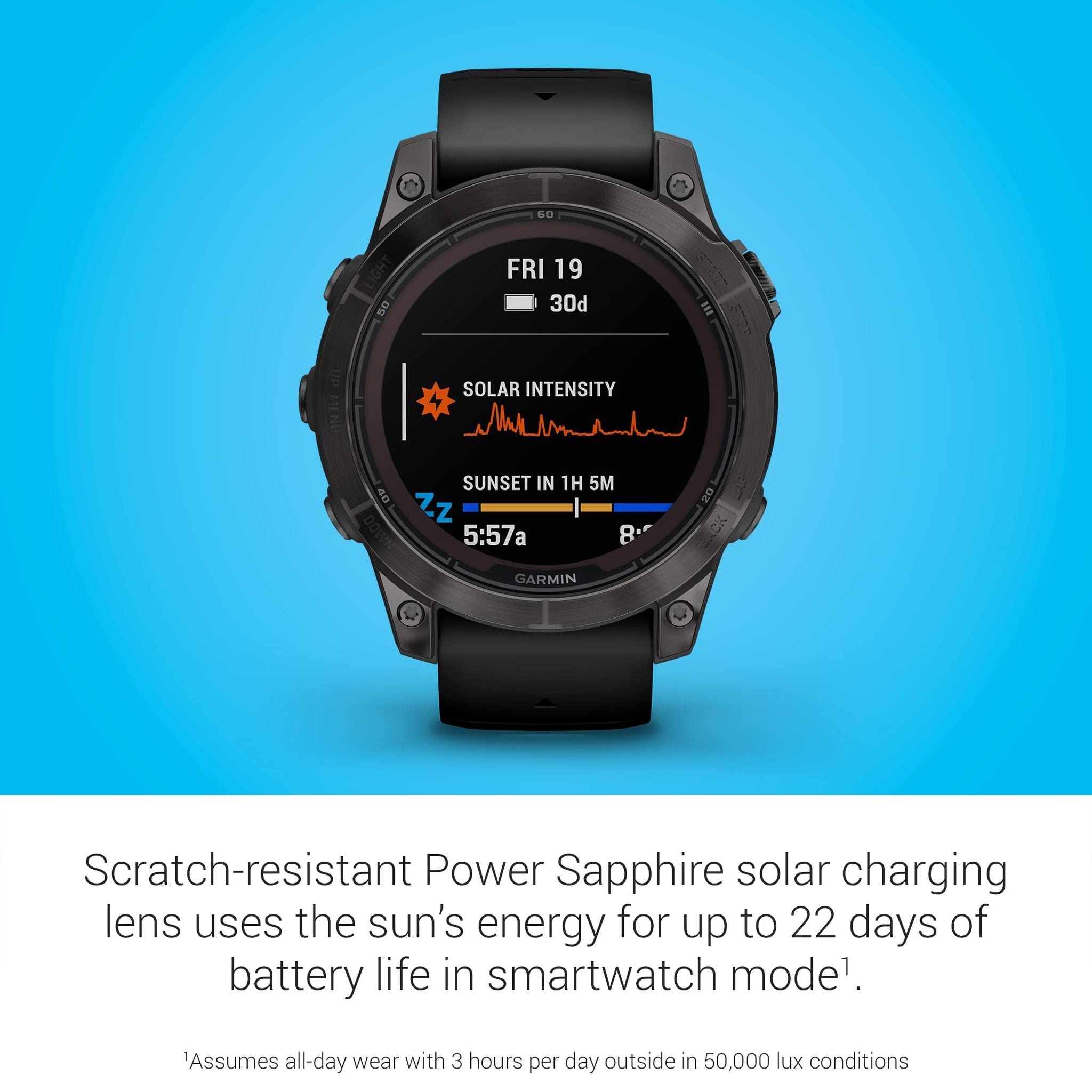 Garmin fēnix 7 Pro Sapphire Solar, Multisport GPS Smartwatch, Built-in Flashlight, Solar Charging Capability, Black Garmin