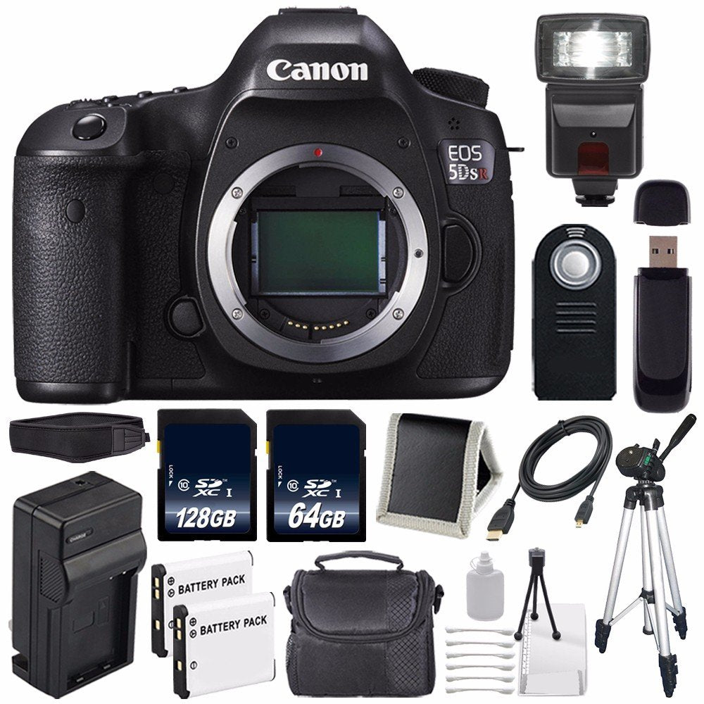 Canon EOS 5DS R DSLR Camera (International Model) 0582C002 + LP-E6 Battery + 128GB SDXC Class 10 Memory Card + 64GB Memo