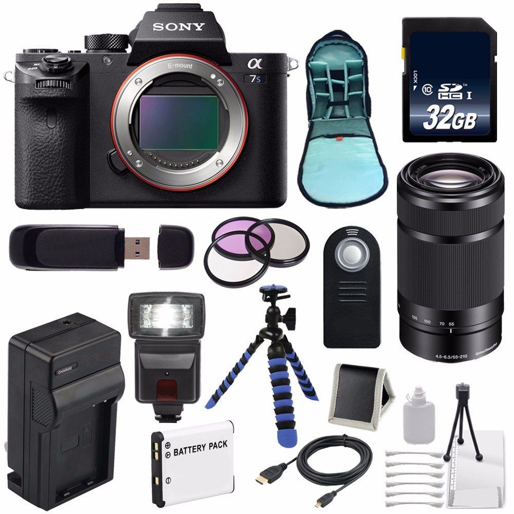 Sony Alpha a7S II a7S Mark II a7SII ILCE7SM2/B Mirrorless Digital Camera (International Model) + Sony E 55-210mm f/4.5-6 Lens Supreme Bundle