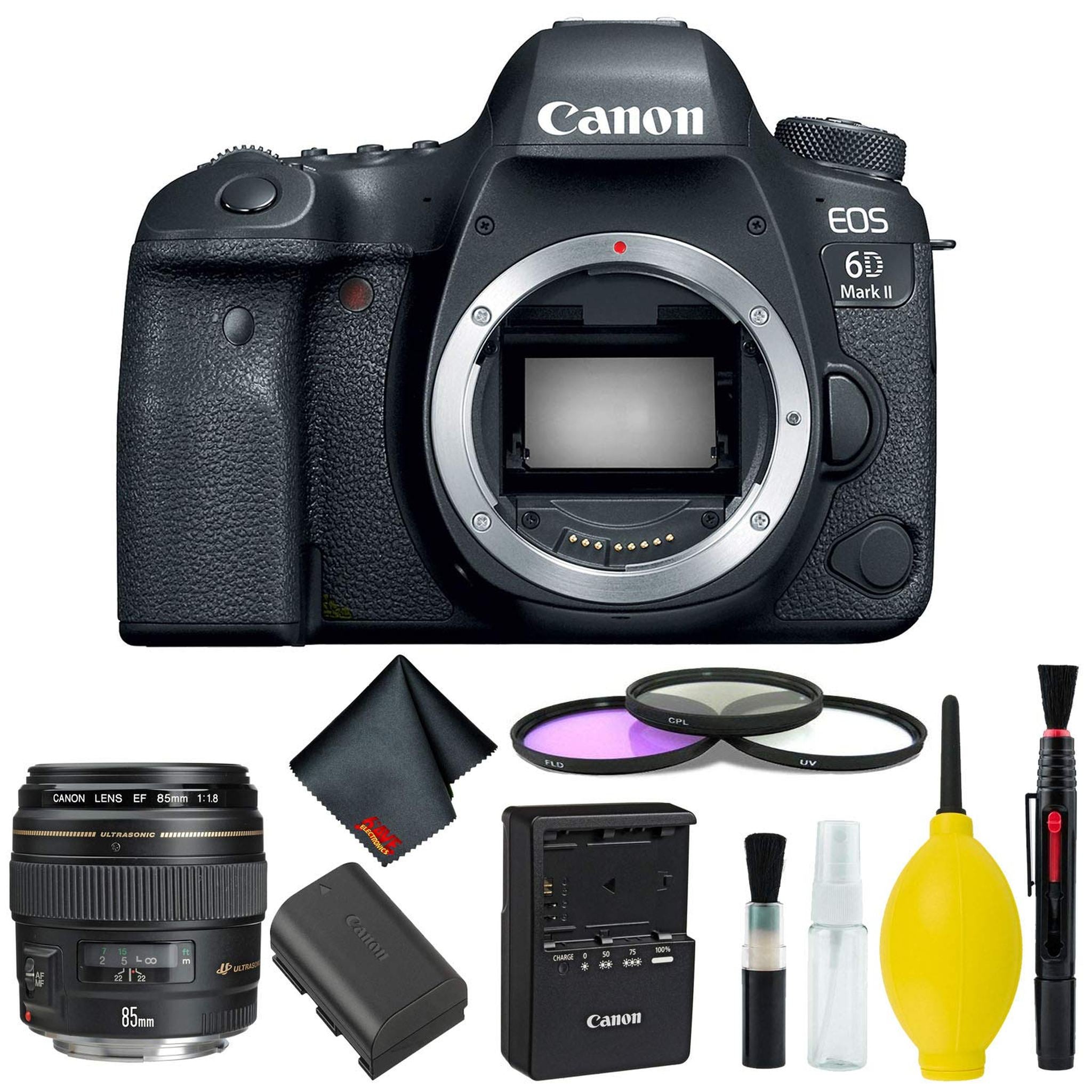 Canon EOS 6D Mark II DSLR Camera Body Only 3 Piece Filter Kit International Model w/Canon EF 85mm f/1.8 USM Lens - International Model - Used Canon