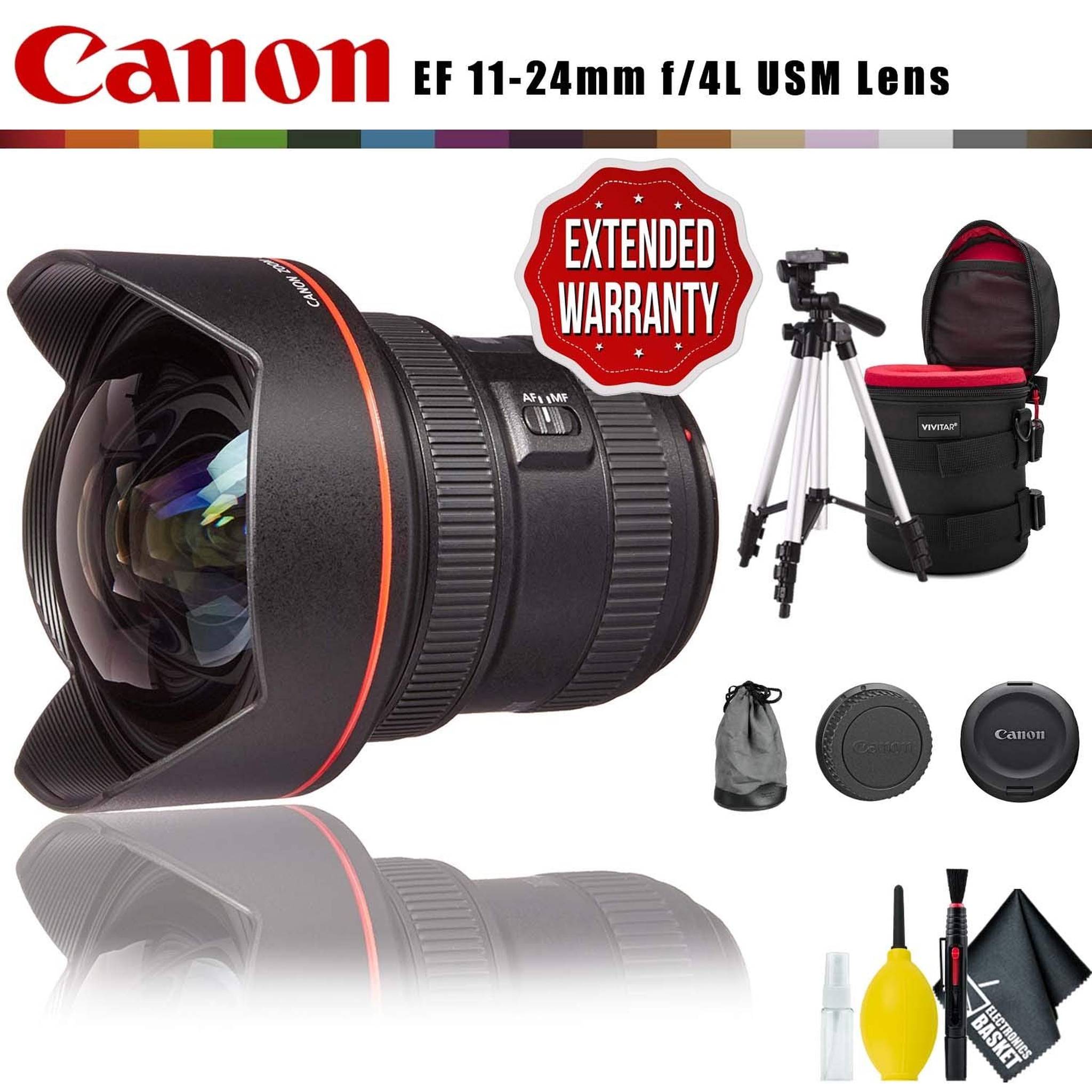 Canon EF 11-24mm f/4L USM Lens Intl Model with Lens Case, Tripod, Cleaning Kit and Extended Warranty