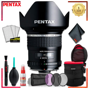 Pentax SMC FA 645 35mmf/3.5 AL IF Lens + 4.5 Inch Vivitar Premium Lens Case + 3pcs Lens Filter Kit + Cleaning Kit