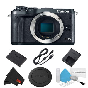 Canon EOS M6 Mirrorless Digital Camera Body Only Black Basic Bundle - International Model Canon