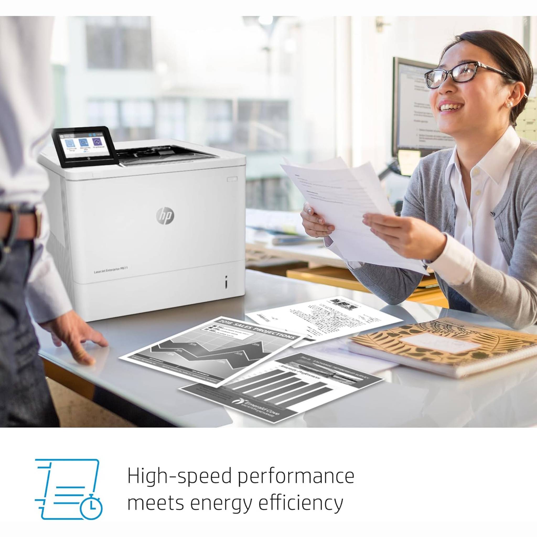 HP LaserJet Enterprise M611dn Monochrome Printer with built-in Ethernet & 2-sided printing 7PS84A