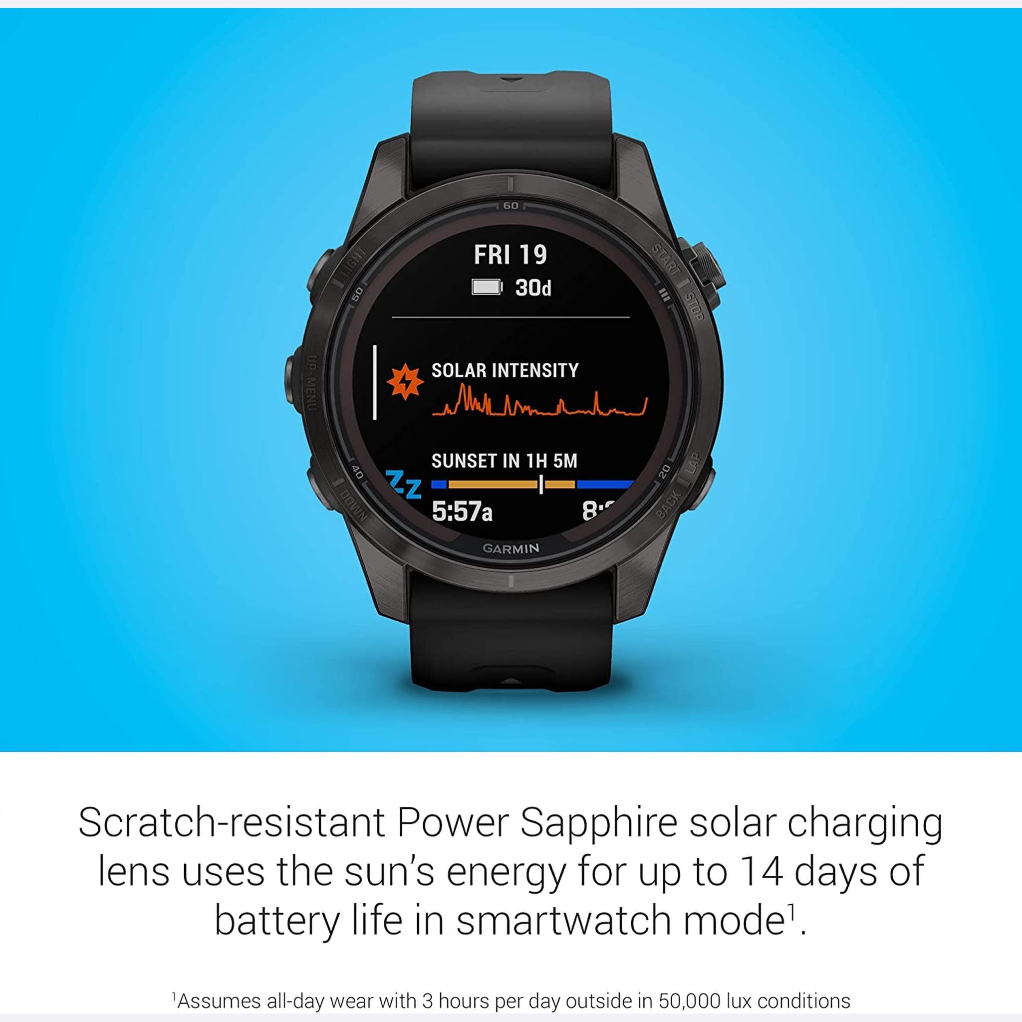 Garmin fenix 7S Pro Solar, Sapphire, Carbon Gray Titanium Black with Accessories