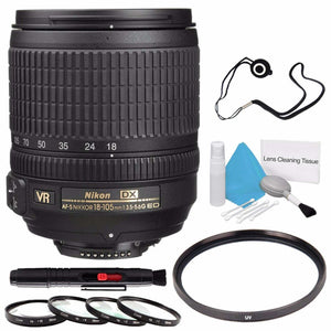 Nikon 18-105mm f/3.5-5.6 AF-S DX ED VR Nikkor Lens International Model + 67mm UV Filter + 67mm Macro Close Up Kit Nikon