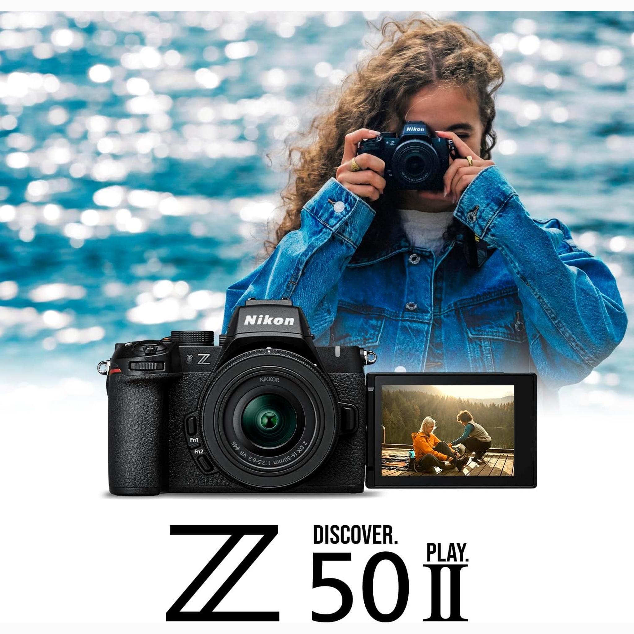Nikon Z50 II 20.9 MP DX-Format Lightweight and Compact Mirrorless Camera with 16-50mm Lens Bundle with Nikon FTZ II Mount Adapter 2 Items
