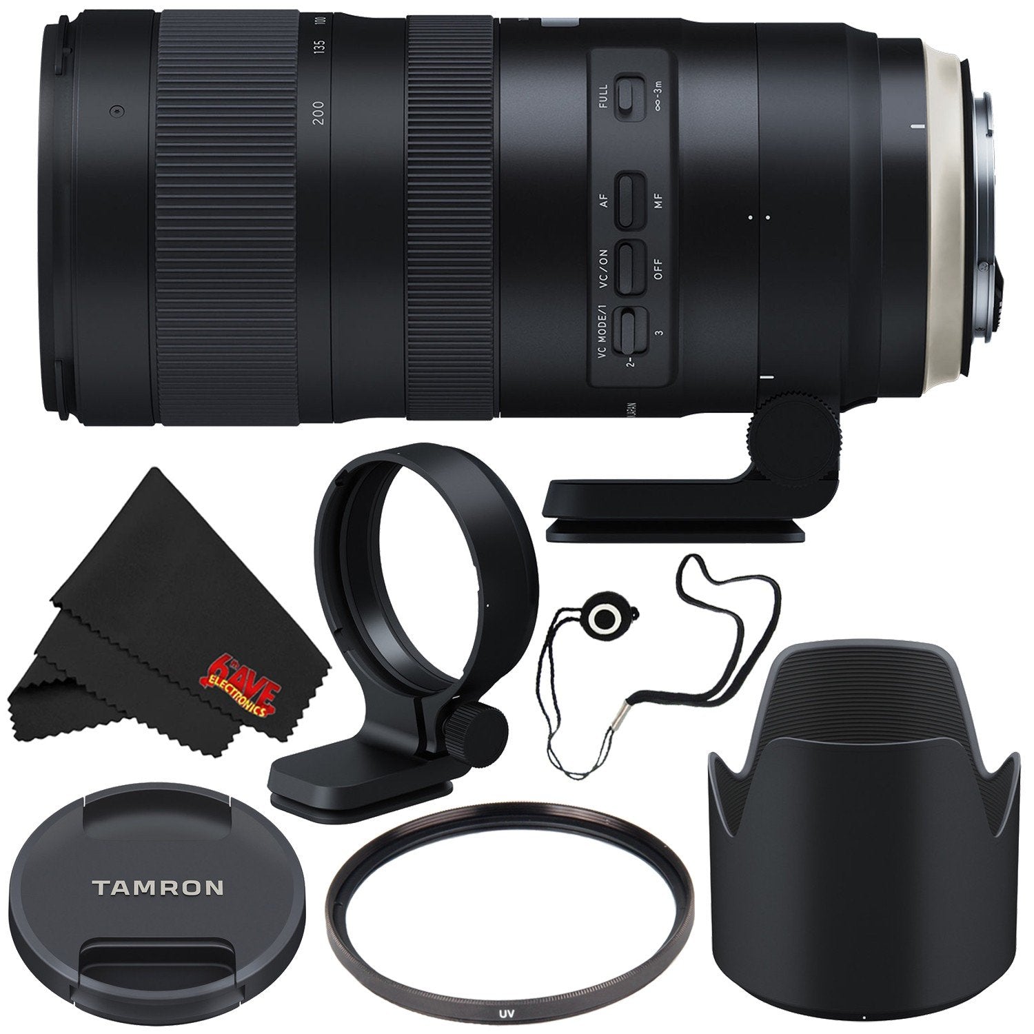6Ave Tamron SP 70-200mm f/2.8 Di VC USD G2 Lens for Canon EF (International Model) + 77mm UV Filter + Lens Cap Keeper +