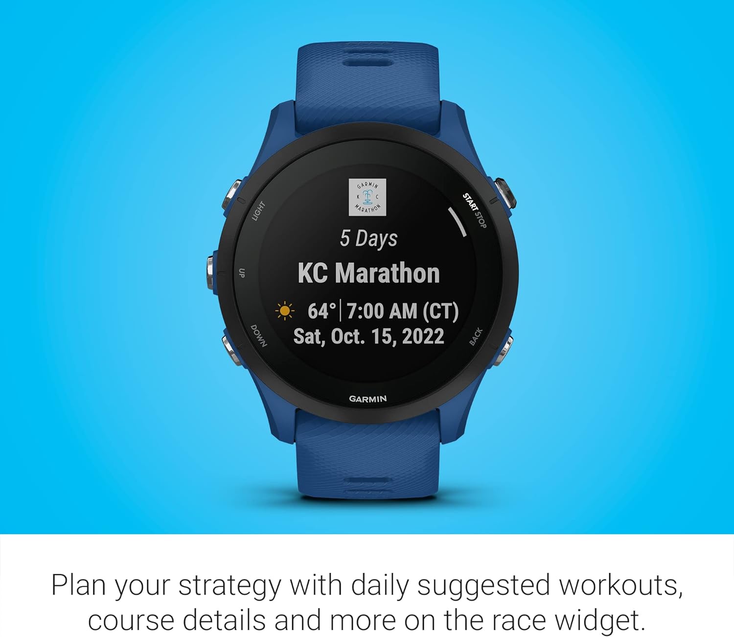 Garmin Forerunner 255 - Tidal Blue with Deluxe Workout Bundle