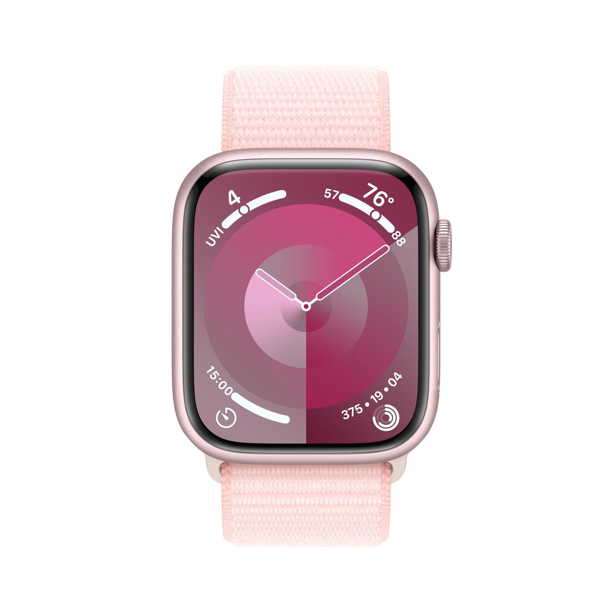 Apple Watch Series 9 GPS 45mm Smartwatch with Pink Aluminum Case with Pink Sport Loop. Carbon Neutral