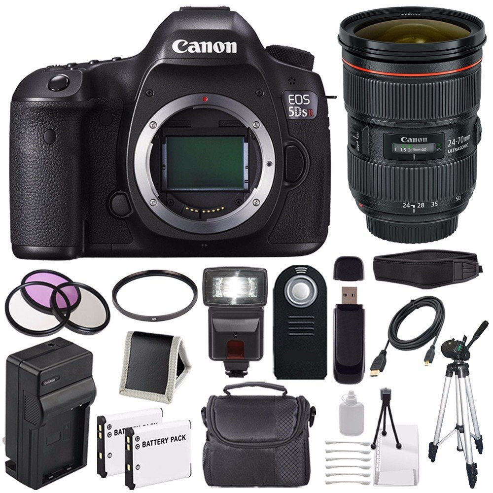Canon EOS 5DS R DSLR Camera (International Model) 0582C002 + Canon EF 24-70mm f/2.8L II USM Lens + LP-E6 Battery Bundle