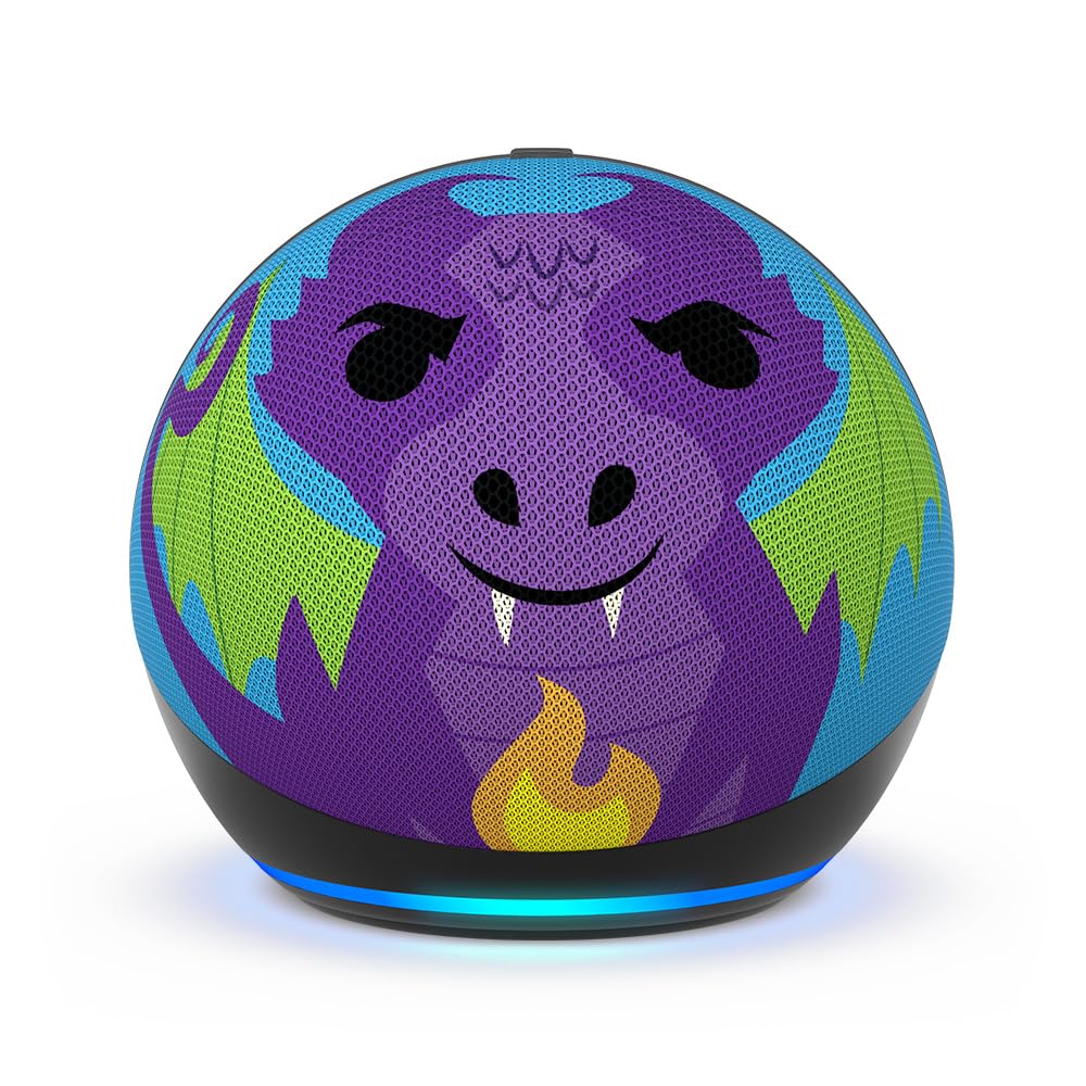 Amazon Echo Dot Kids with Alexa newest model , Designed for kids, with parental controls, Includes 1 Year of Amazon Kids+, Dragon
