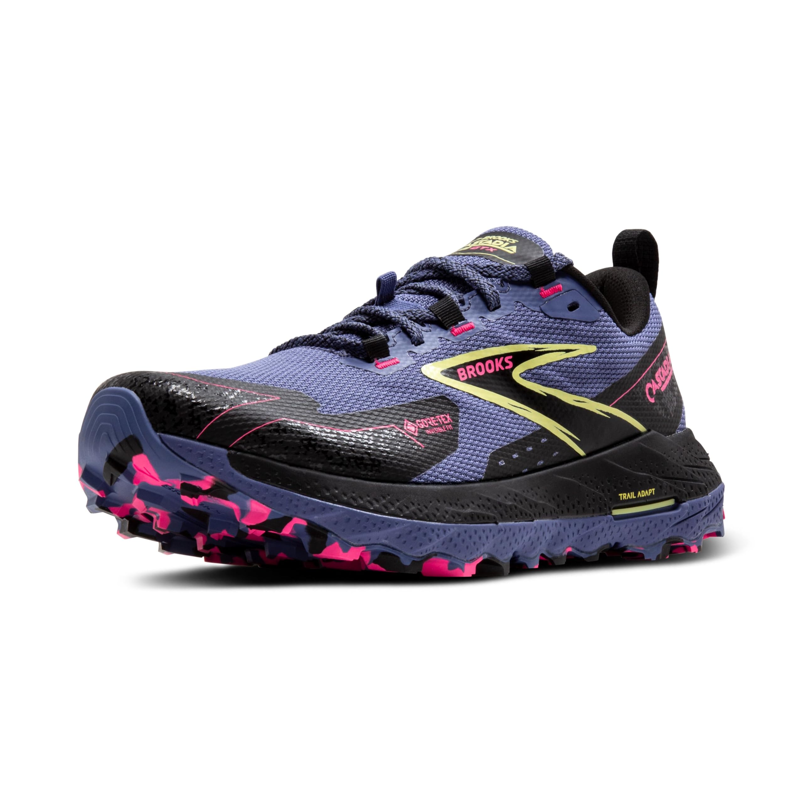 Brooks Women’s Cascadia 18 GTX Waterproof Mountain Trail Running Shoe - Grey Blue/Black/Pink - 10 Medium