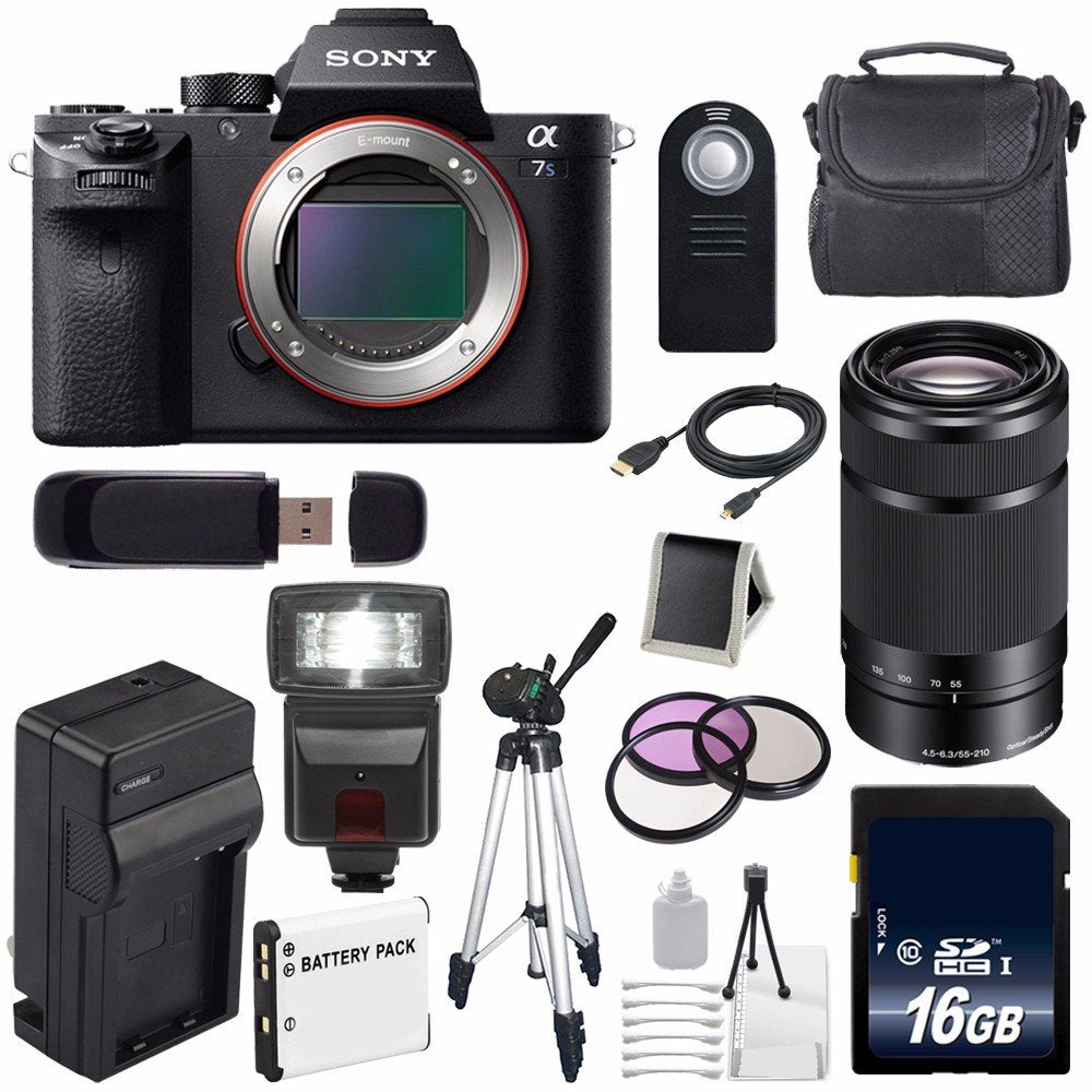 Sony Alpha a7S II a7S Mark II a7SII ILCE7SM2/B Mirrorless Digital Camera (International Model) + Sony E 55-210mm f/4.5-6 Lens Blogger Bundle