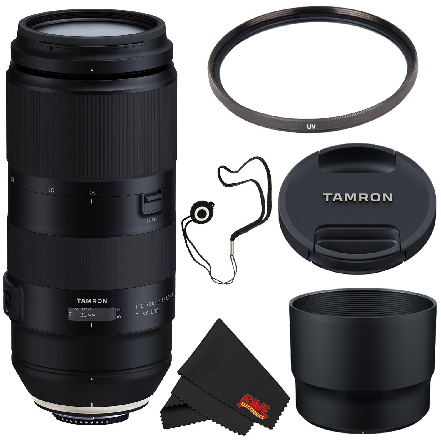 Tamron 100-400mm f/4.5-6.3 Di VC USD Lens for Nikon F AFA035N-700 (International Model) + 67mm UV Filter + Lens Cap Keep