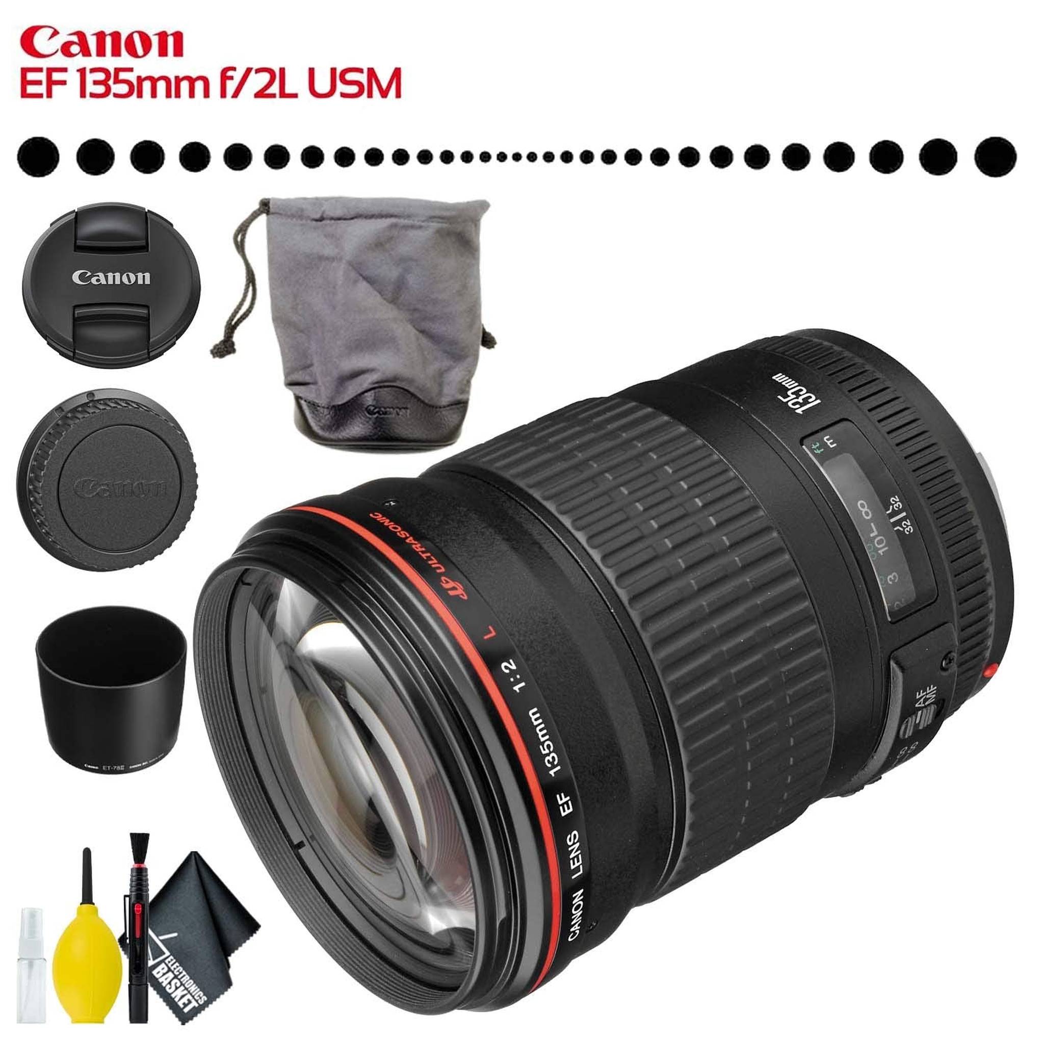 Canon EF 135mm f/2L USM Lens (Intl Model) with Cleaning Kit